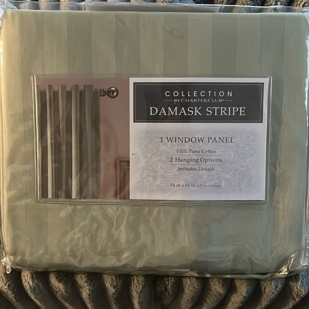 Luxury DAMASK STRIPE WINDOW PANEL *BRAND NEW WITH TAGS*
